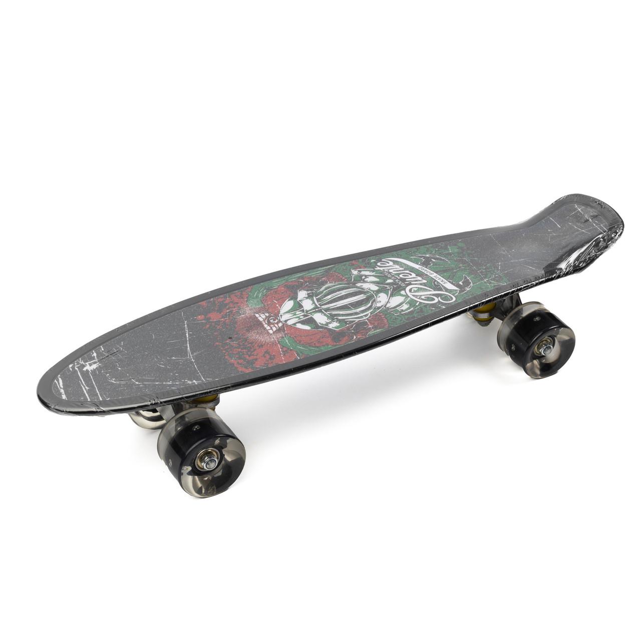 Скейтборд MS 0298-1_2 с светящимися колесами ABEC 7 алюминиевая подвеска Черный (1830906919)