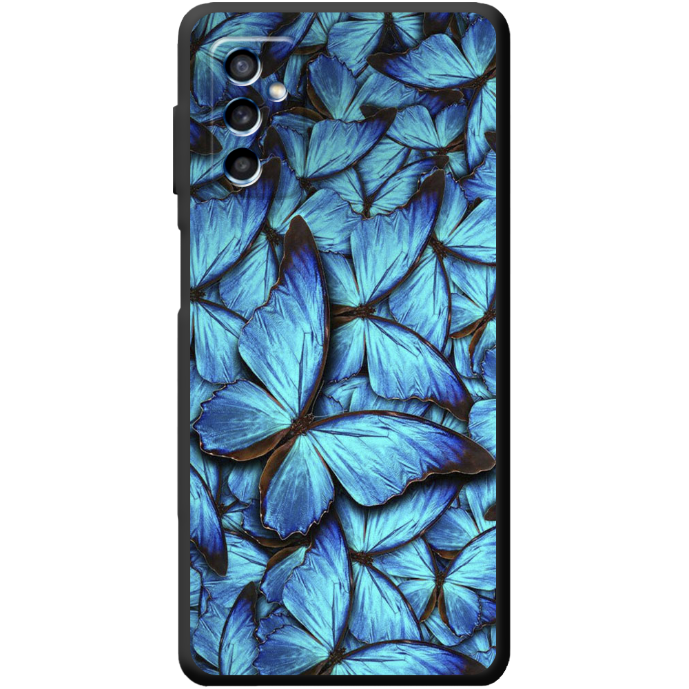 Чехол BoxFace Samsung Galaxy M52 (M526) лазурные бабочки Черный силикон (43657-up1550-43763)