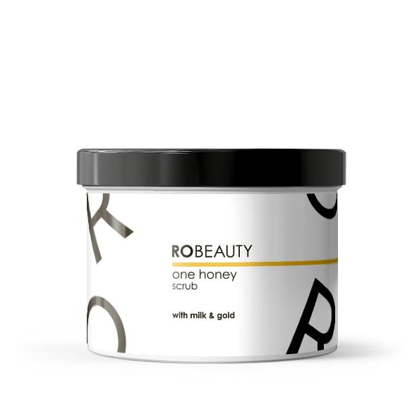 Медовый скраб для тела OneHoney RoBeauty с золотой сияющей пудрой 550 мл (RoBy00020)