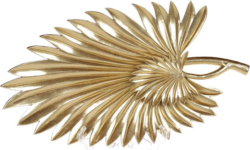 Декоративное блюдо Пальмовый лист 41х3,5х23 см полистоун Золото (BD-450-824)