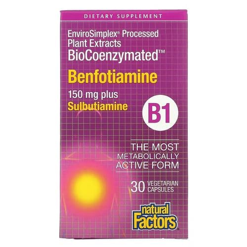 Тиамин B-1 Natural Factors Benfotiamine Plus Sulbutiamine 150 мг 30 капс. (NFS-01248)