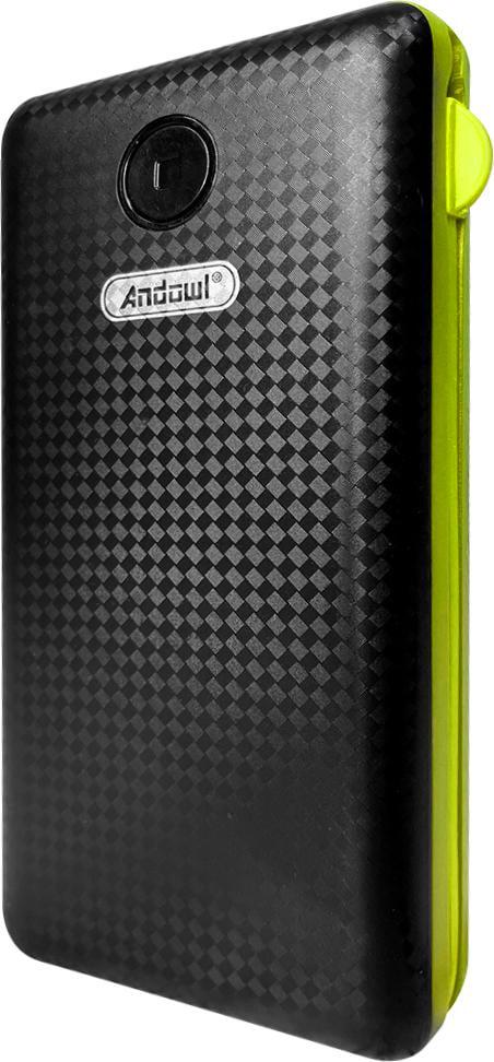 Повербанк AndoWl Q-T70Х1 20000 mah з кабелями Micro USB/Type C/Lightning для роутера/телефону Чорно-зелений (ae99104b)