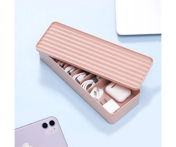 Органайзер для USB-кабелей с крышкой 27,2x9,6x6 см Розовый (1087) Органайзер для USB-кабелей с крышкой 27,2x9,6x6 см Розовый (1087)