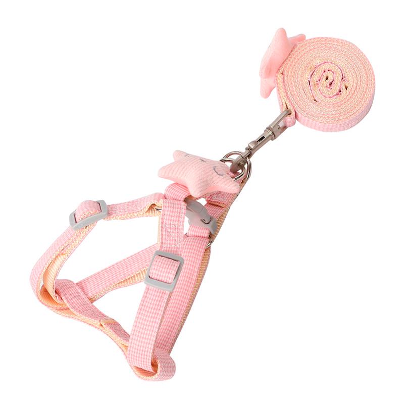 Шлея для собак или кошек с поводком Taotaopets 1710118 Pink (1.0 cm) для выгула