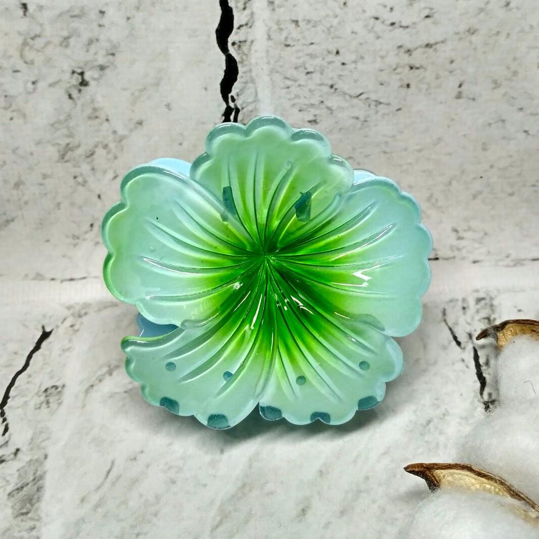 Крабик для волос Цветок глянец заколка зажим 8 см Голубой (27518-4)