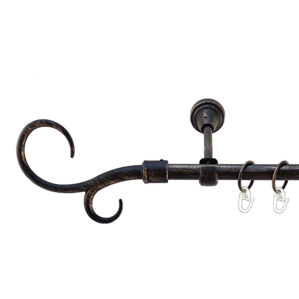 Карниз для штор Orvit Крюк однорядный гладкий 300 см Золотой/Черный (5467963)