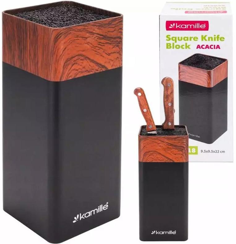 Подставка для ножей Kamille Acacia с полипропиленовым наполнителем 9,5х9,5х22 см Black - фото 4 Подставка для ножей Kamille Acacia с полипропиленовым наполнителем 9,5х9,5х22 см Black - фото 4