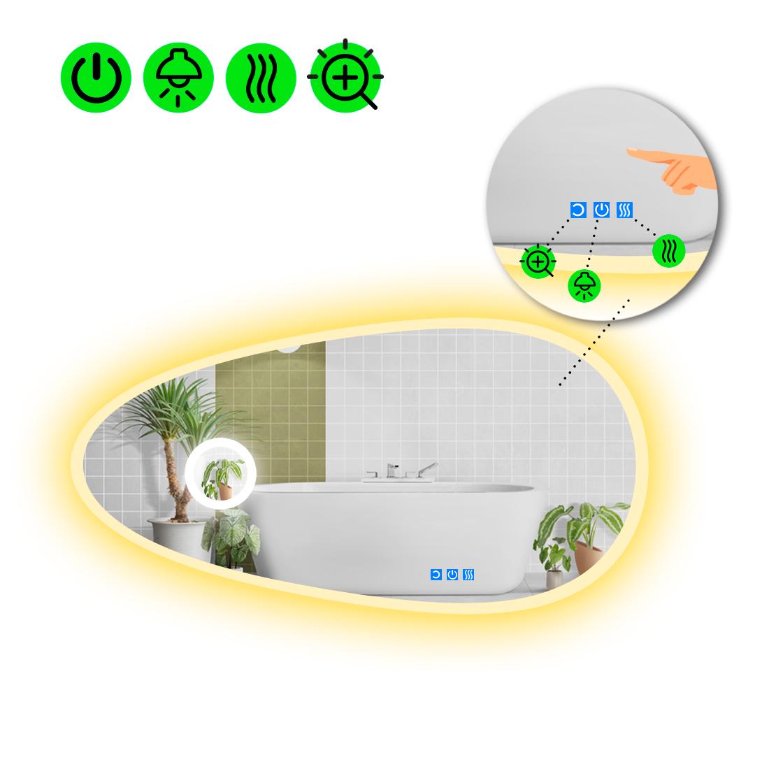 Зеркало с LED подсветкой Occhio 3 с тремя сенсорами 100x50 см