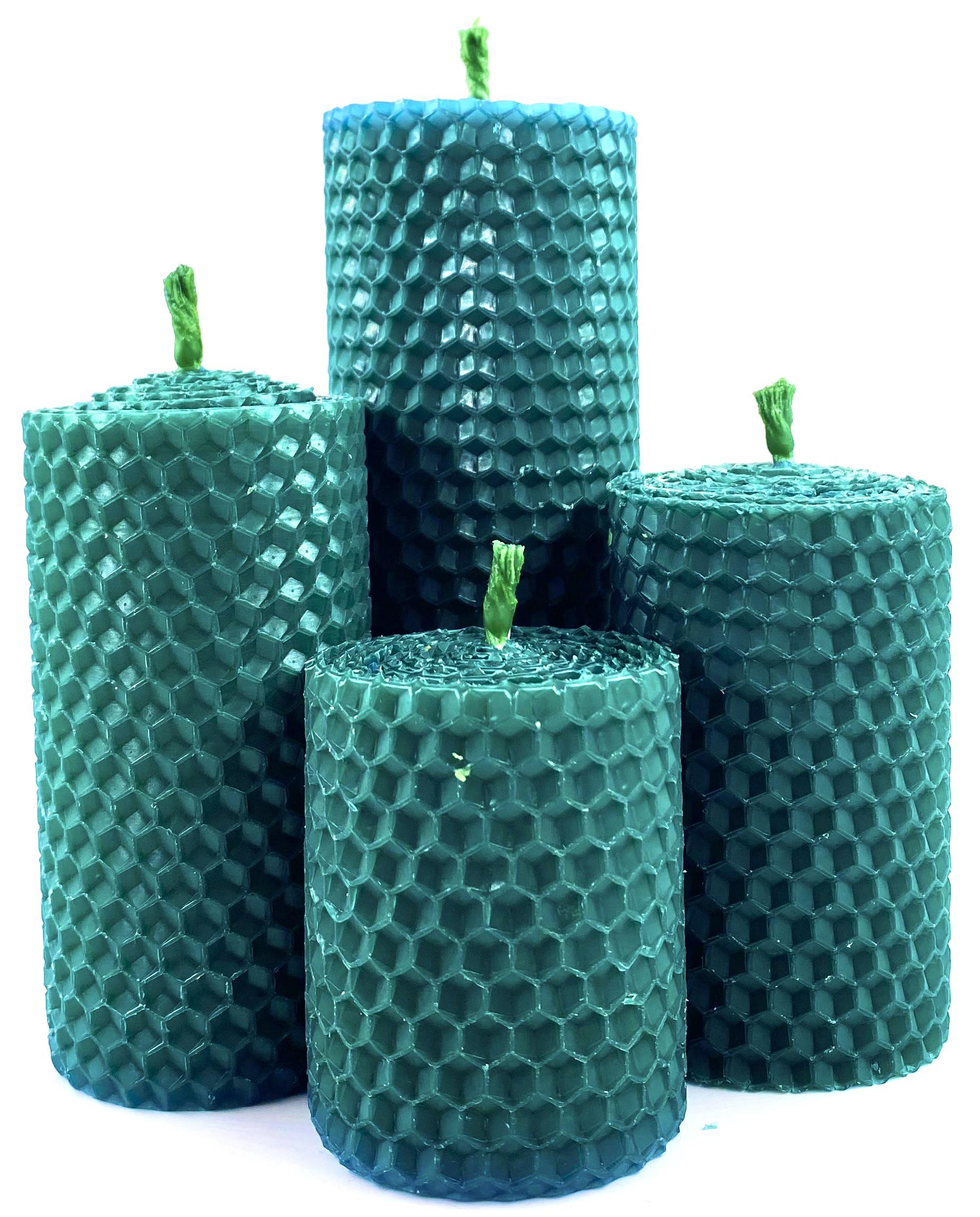 Набор 4-х декоративных свечей из натуральной вощины Темно-зеленый (1854)
