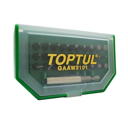 Haбіp біт Toptul GAAWЗ101 з магнітним тримачем під шуруповерт 1/4" SL PH PZ TORX HEX 31 шт. (106-112-GAAWЗ101)