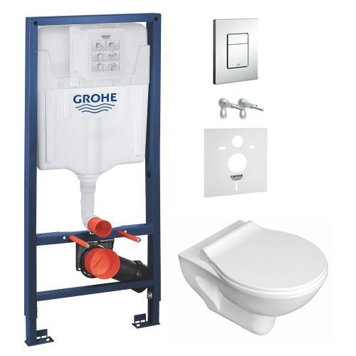 Комплект инсталляции Grohe Rapid SL/Netka с065048+38772001+37131000 с унитазом кнопка Хром (157314)