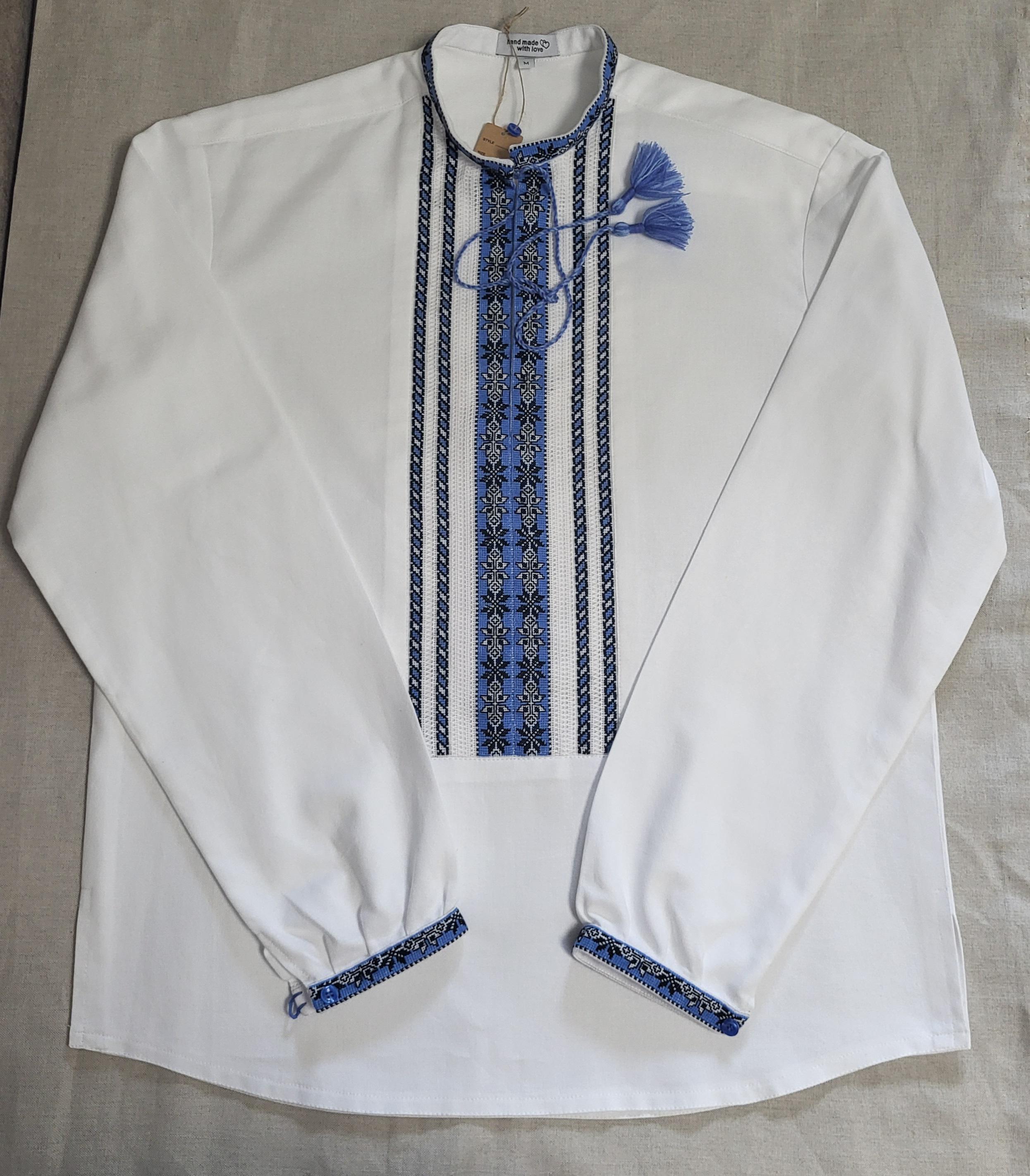 Вишиванка чоловіча Зірниця ручної роботи на домотканому полотні вишиті вставки р. 50