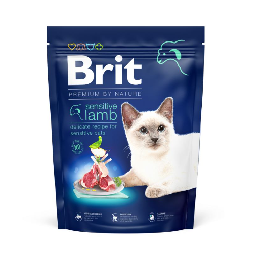 Корм сухой для кошек с чувствительным пищеварением Brit Premium Cat by Nature Sensitive с ягненком 300 г (171849)