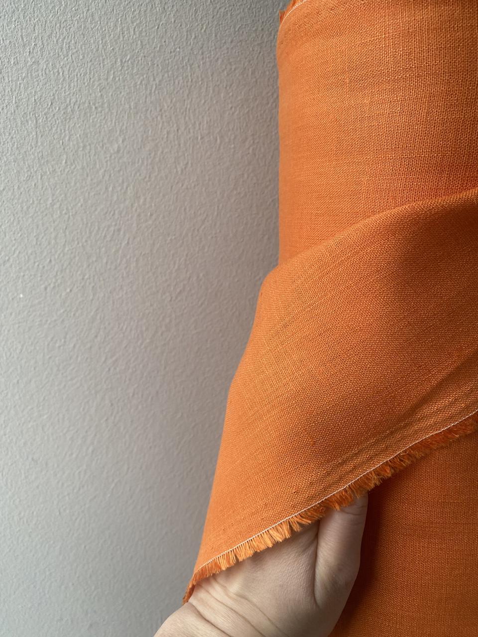 Ткань LINEN PLUS 100% лен 143 см 1250 Оранжевый - фото 6