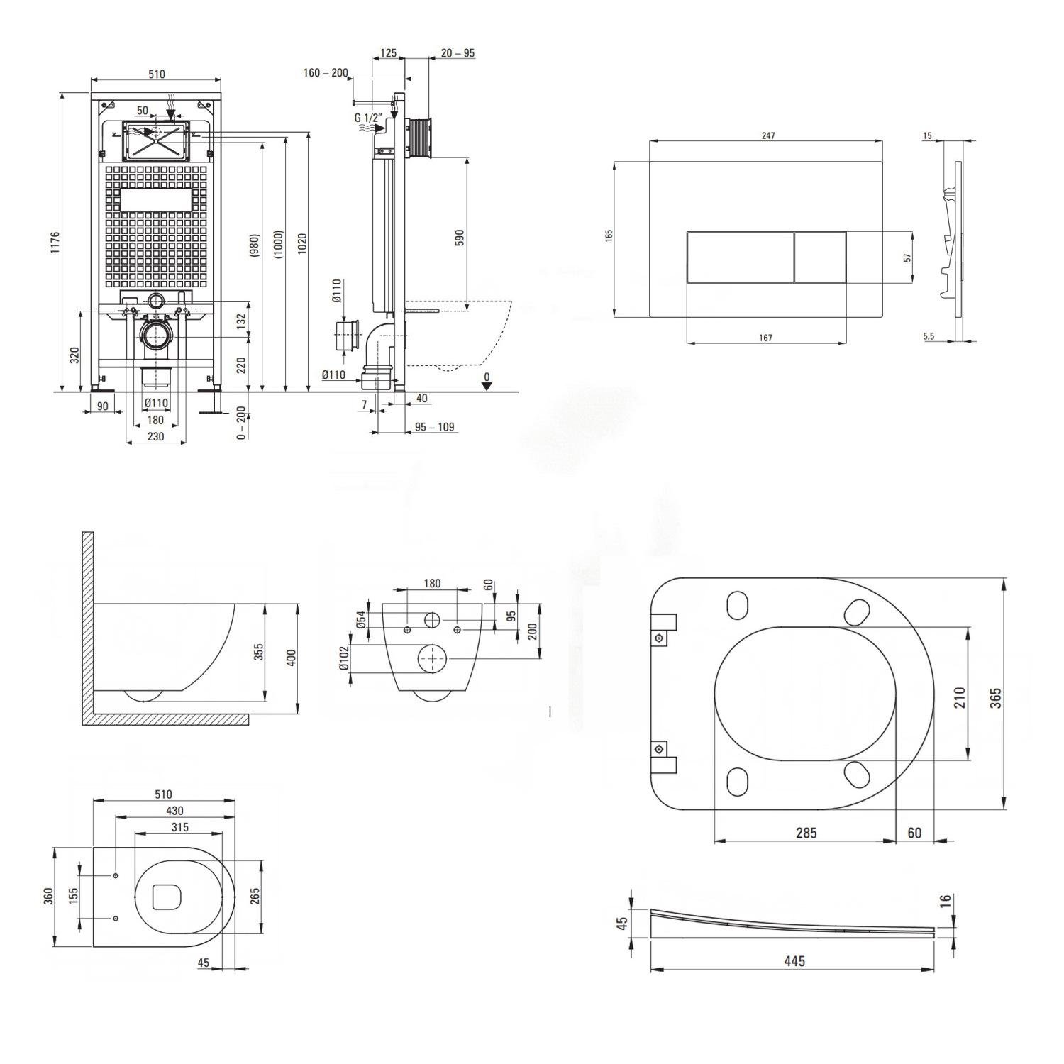 Комплект інсталяції DEANTE Peonia CDENNZPW з унітазом кнопка Чорний (205625) - фото 2