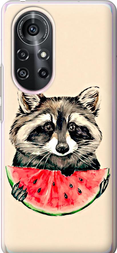 Чехол на Huawei Nova 8 Pro Енотик с арбузом (4605u-2246-42517)