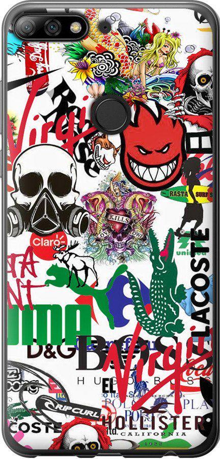 Чехол на Huawei Honor 7C Pro Many different logos (4022u-2070-42517)