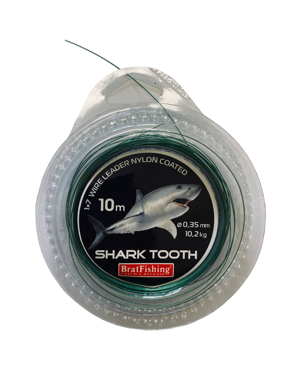 Поводковий матеріал у нейлоновому покритті BratFishing Shark Tooth 1x7 жил 10 м Зелений (88)
