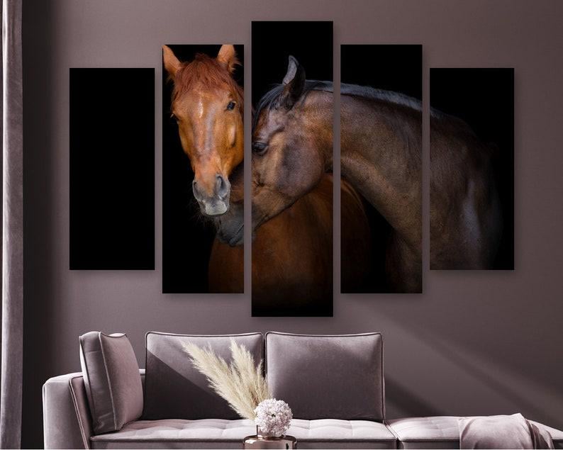 Модульная картина на холсте из пяти частей KIL Art Пара коричневых лошадей 187x119 см (M51_XL_70) Модульная картина на холсте из пяти частей KIL Art Пара коричневых лошадей 187x119 см (M51_XL_70)