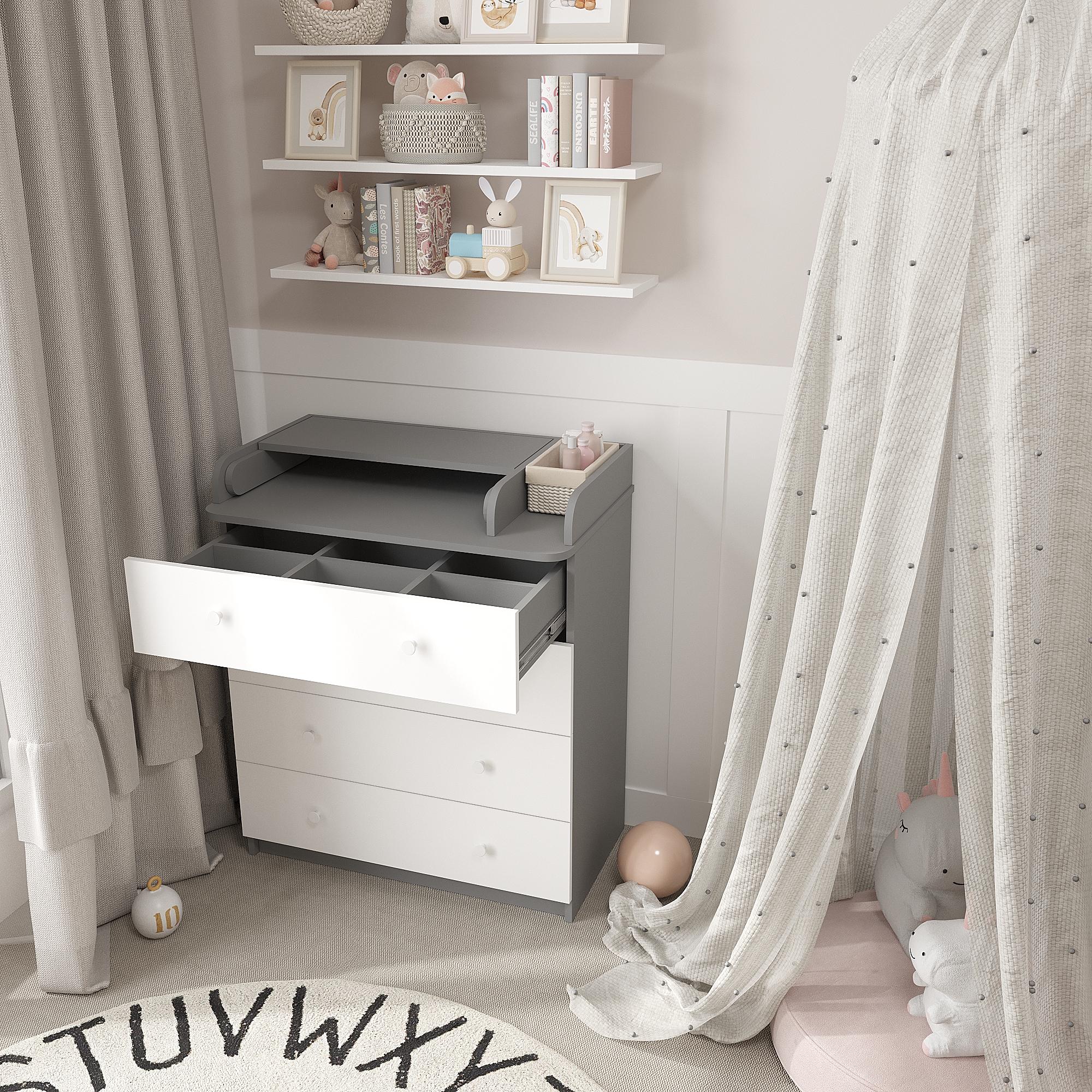 Комод пеленальный с ящиками КМ-2-П дет 955х800х420 мм Антрацит/Белый