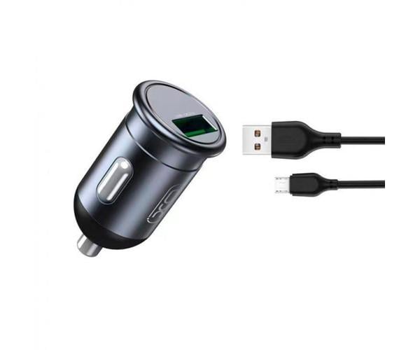 Зарядное устройство автомобильное Xo CC46 QC3.0 USB cabel Micro-USB 18W 3A Gray