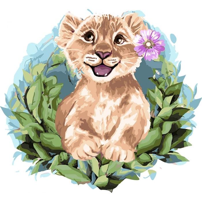 Картина по номерам Идейка Очаровательный львенок КНО4158 холст на подрамнике 30x30 см (1233865931)