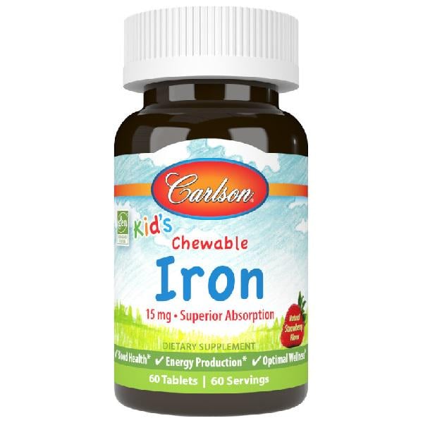 Мікроелемент Залізо Carlson Labs Kid's Chewable Iron 60 Tabs Strawberry