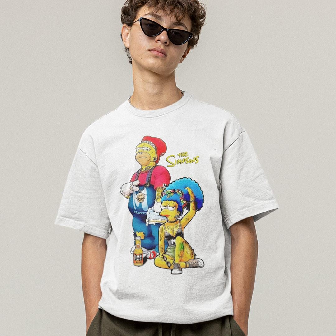 Футболка унисекс The Simpsons Hip Hop Homer And Marge wht L Белый (32701677)
