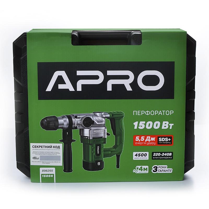 Перфоратор бочковой Apro 1500H с кейсом SDS+ 5,5 Дж 1500 В (896255) - фото 7