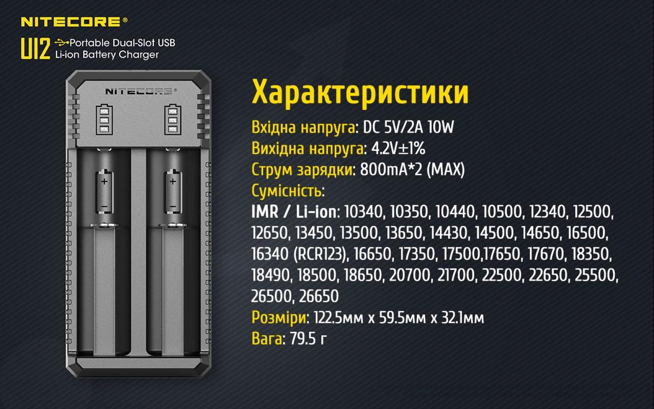 Зарядний пристрій для акумуляторних батарей Nitecore UI2 на 2 канали (010410.1) - фото 10