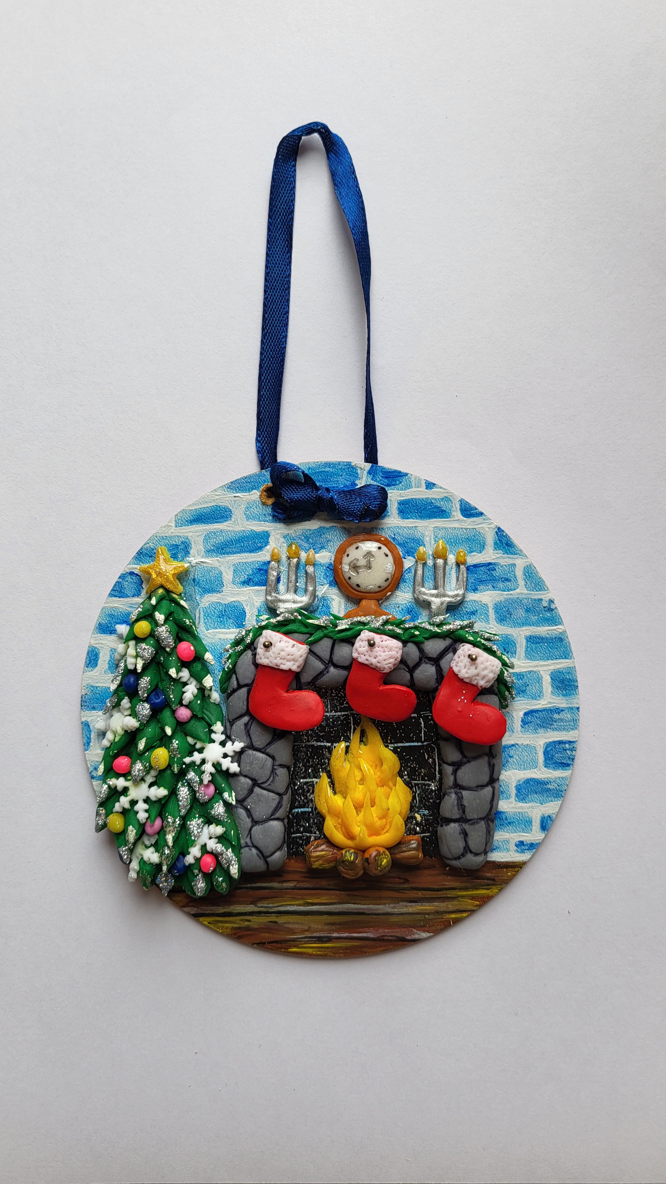 Украшение елочное новогоднее Exclusive Handmade Shop Уютный камин (38139829)