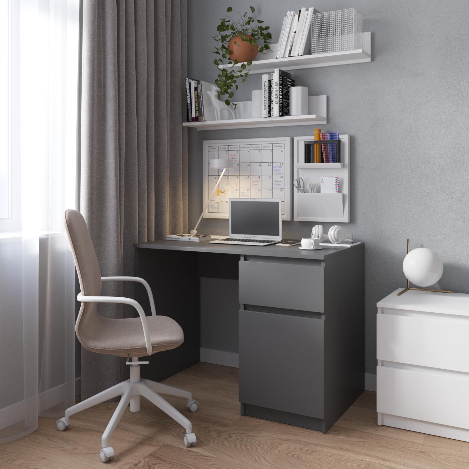 Компьютерный стол с тумбой/ящиком и полками 1000x755x600 мм Антрацит (R-18) - фото 1 Компьютерный стол с тумбой/ящиком и полками 1000x755x600 мм Антрацит (R-18) - фото 1