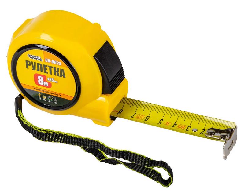 Рулетка MasterTool з автоматичним фіксатором полотна 8 м 25 мм (68-0825)
