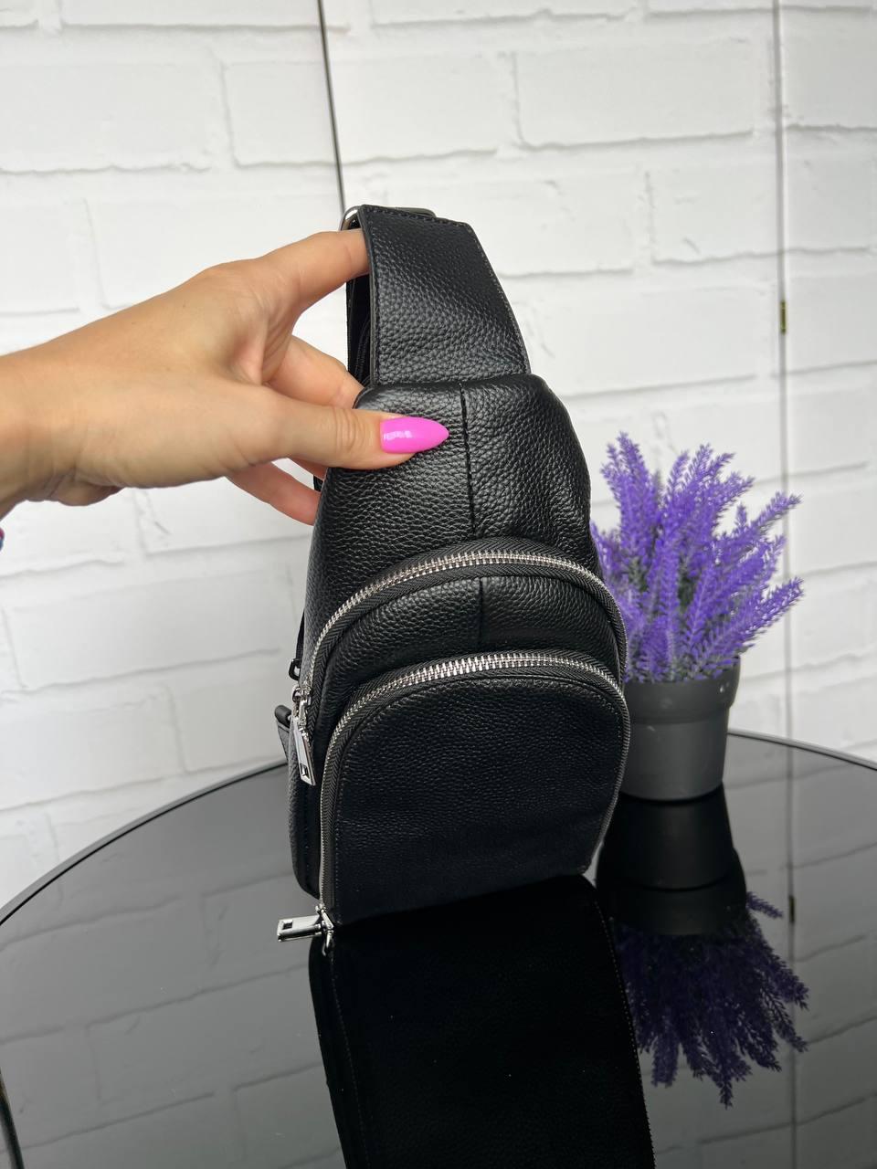 Сумка слинг кожаная мужская через плечо качественная из натуральной кожи Черный - фото 4 Сумка слинг кожаная мужская через плечо качественная из натуральной кожи Черный - фото 4