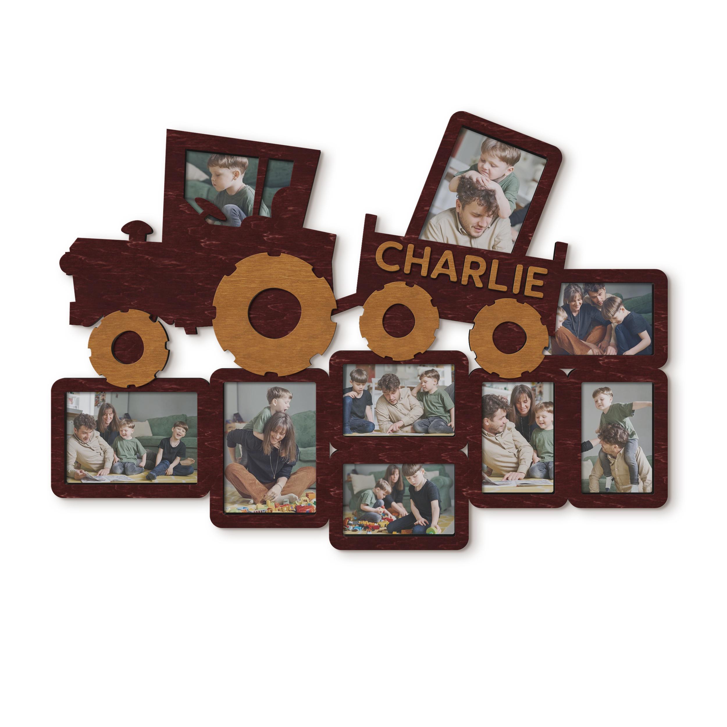 Фоторамка-колаж The Frame Depot у формі трактора з нанесенням імені на 9 фото Бордовий (tractor_collage-3) - фото 1