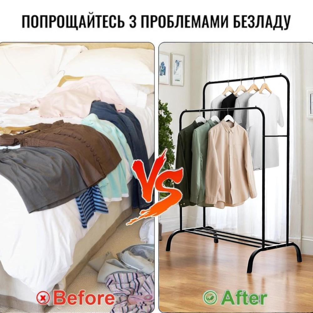 Набір для одягу KITUA стійка підлогова металева подвійна та плічка 5 шт. - фото 9 Набір для одягу KITUA стійка підлогова металева подвійна та плічка 5 шт. - фото 9