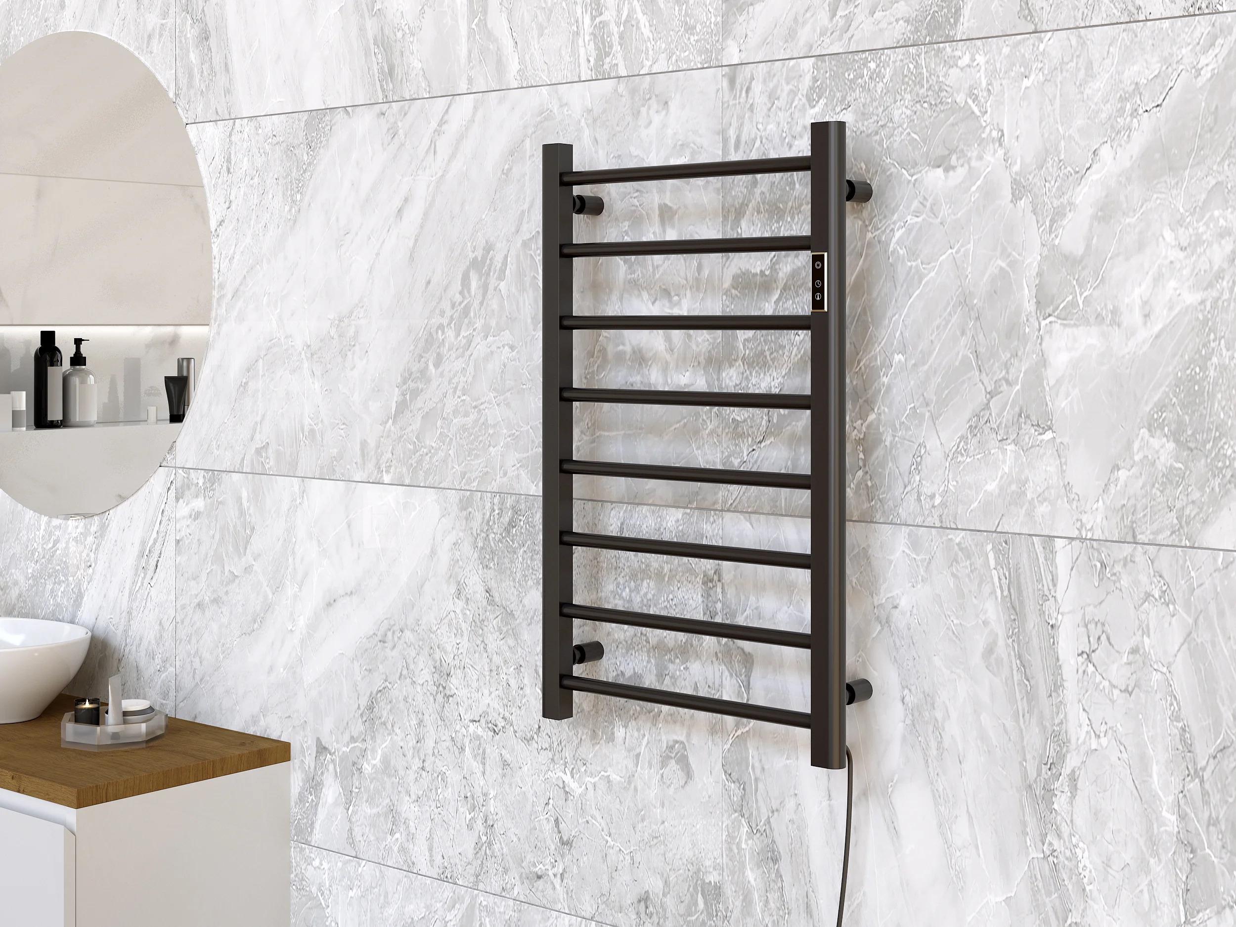 Рушникосушка електрична Siena права у розетку 800x500 мм Чорний (RR-CN800-500SB-R)