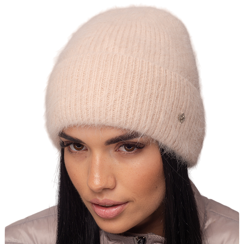 Шапка женская ангоровая с флисом Leks Диорис One size Бежевый (122702)