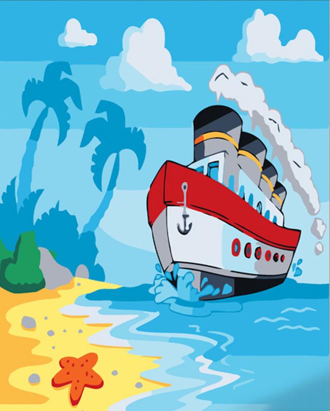 Картина по номерам Strateg Премиум Кораблик на берегу 30х30 см (ES113)