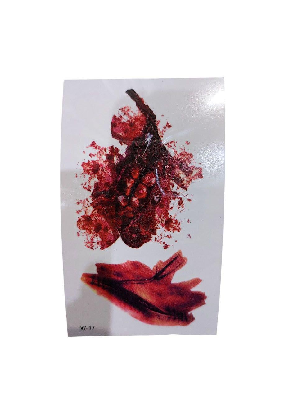 Наклейки тату для Хэллоуина для тела 10x6 см Красный (900025)