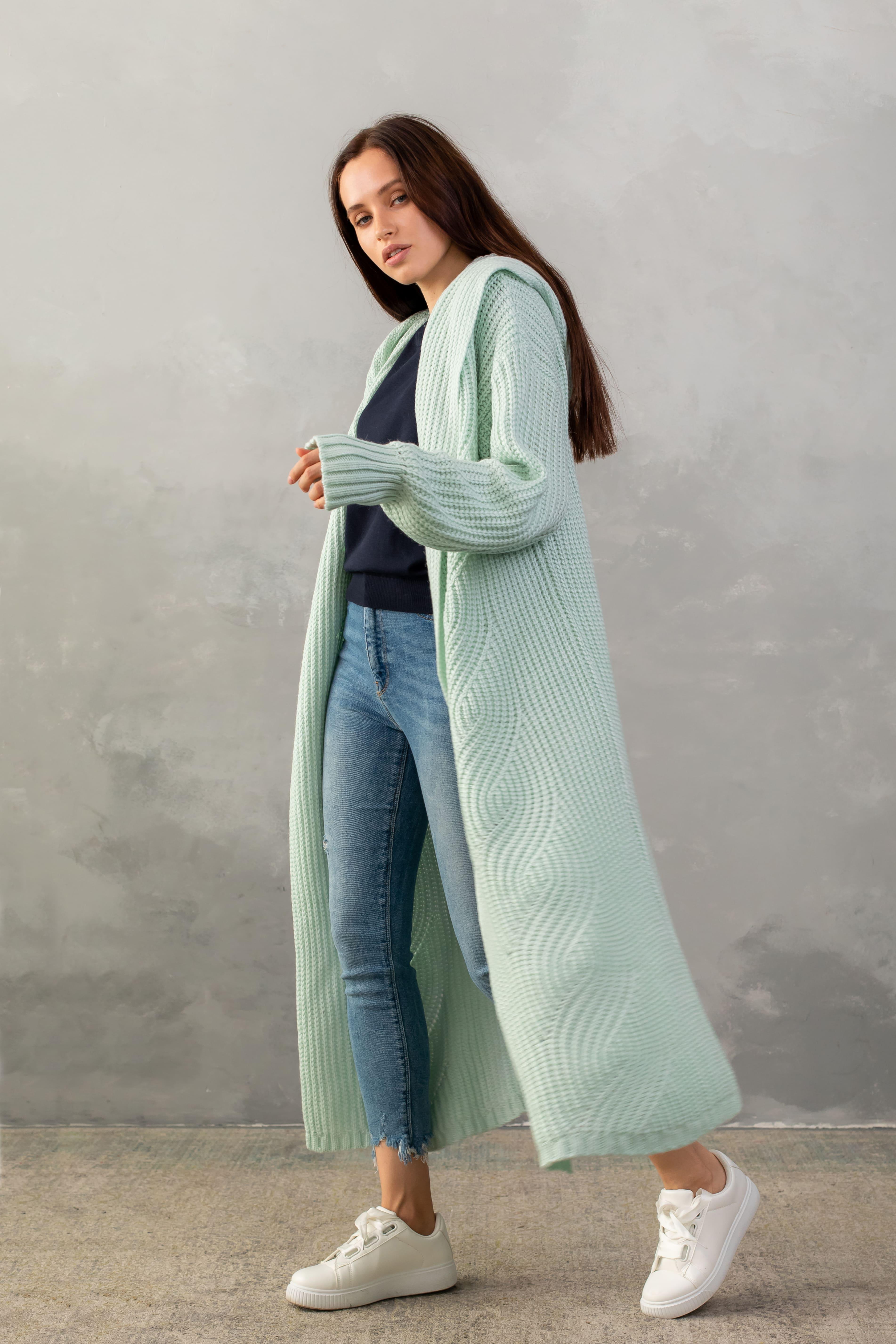 Кардиган женский Bakhur с капюшоном Мятный (3231 М) - фото 4 Кардиган женский Bakhur с капюшоном Мятный (3231 М) - фото 4