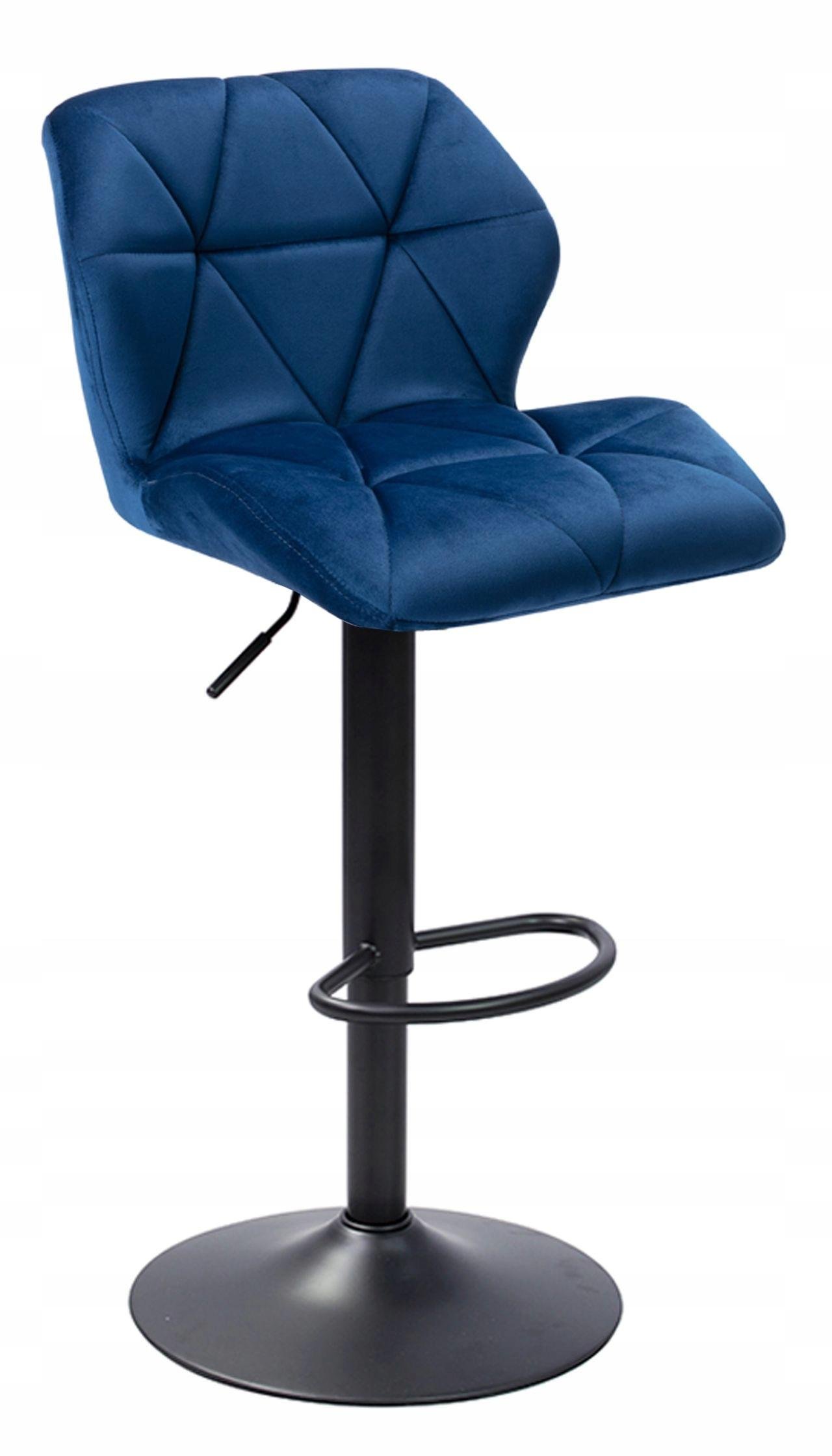 Барный стул со спинкой Bonro B-087 велюр Синий/Черный (5244) - фото 1