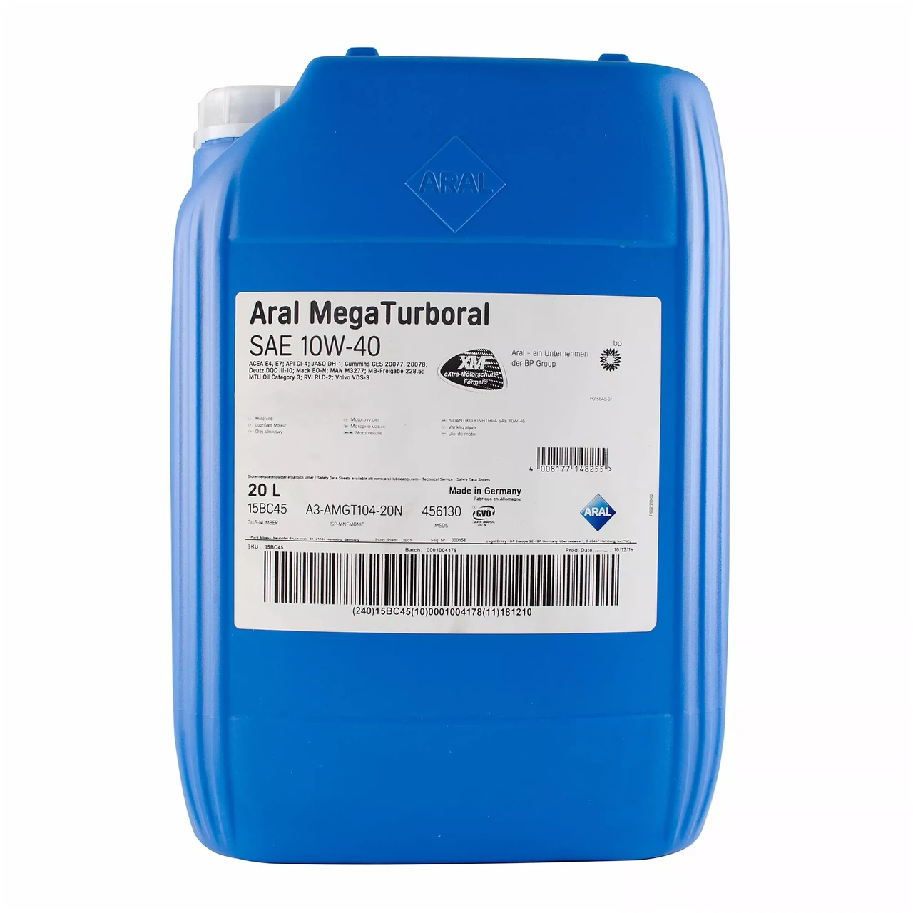 Моторное масло ARAL MegaTurboral 10W-40 20 л (1554EF)