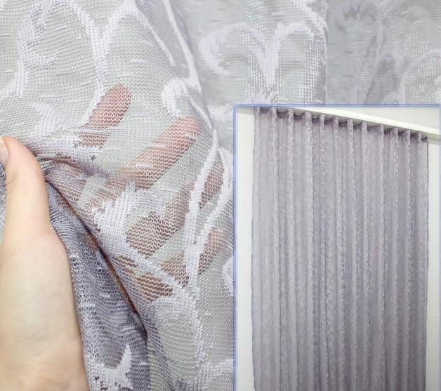 Тюль у вітальню/спальню Блідий жаккард Лавандовий (1089т) - фото 3