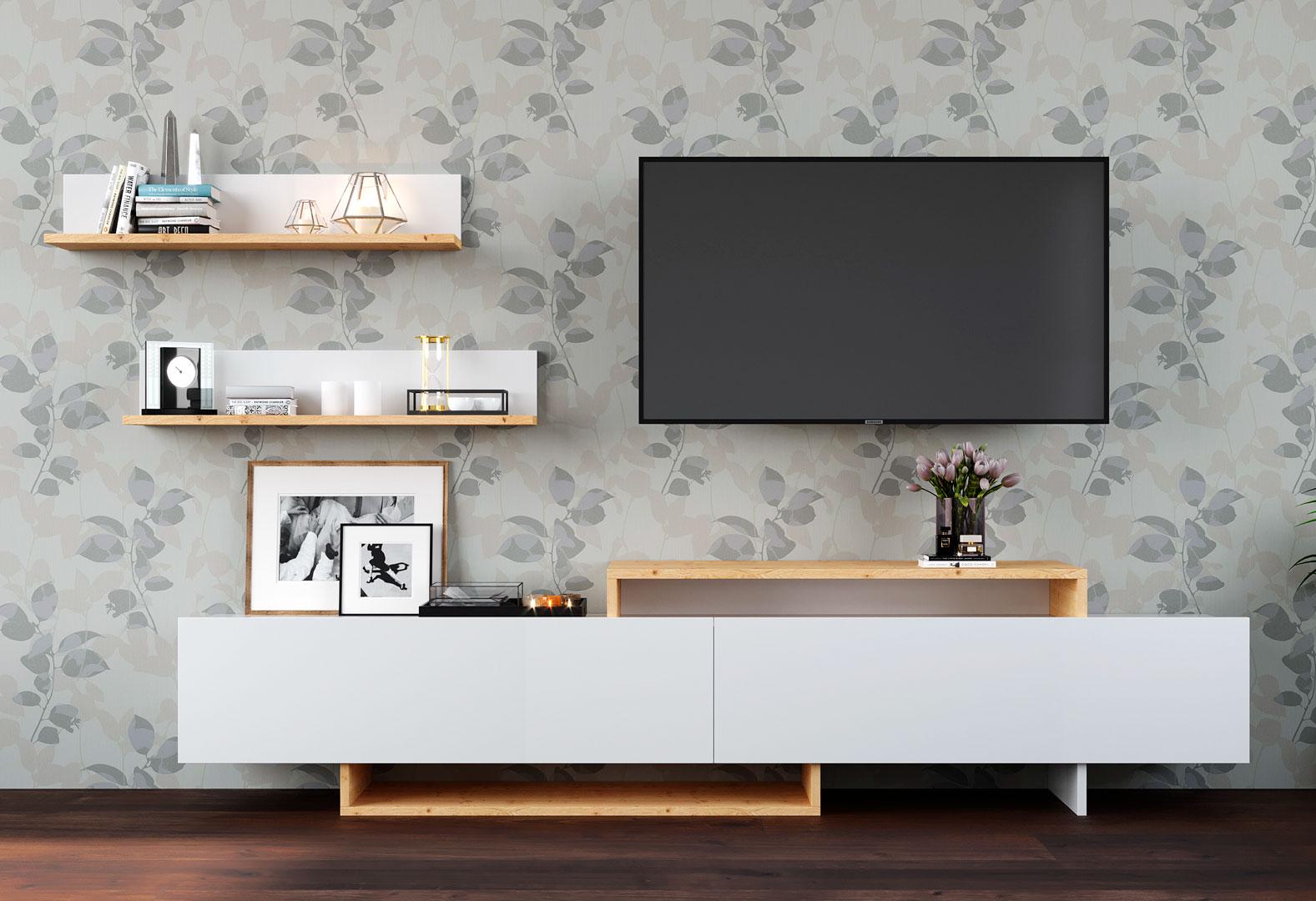 Комплект в гостиную Мир мебели Орландо 1 Стенка 2,0 м Дуб артизан/белый (84391)