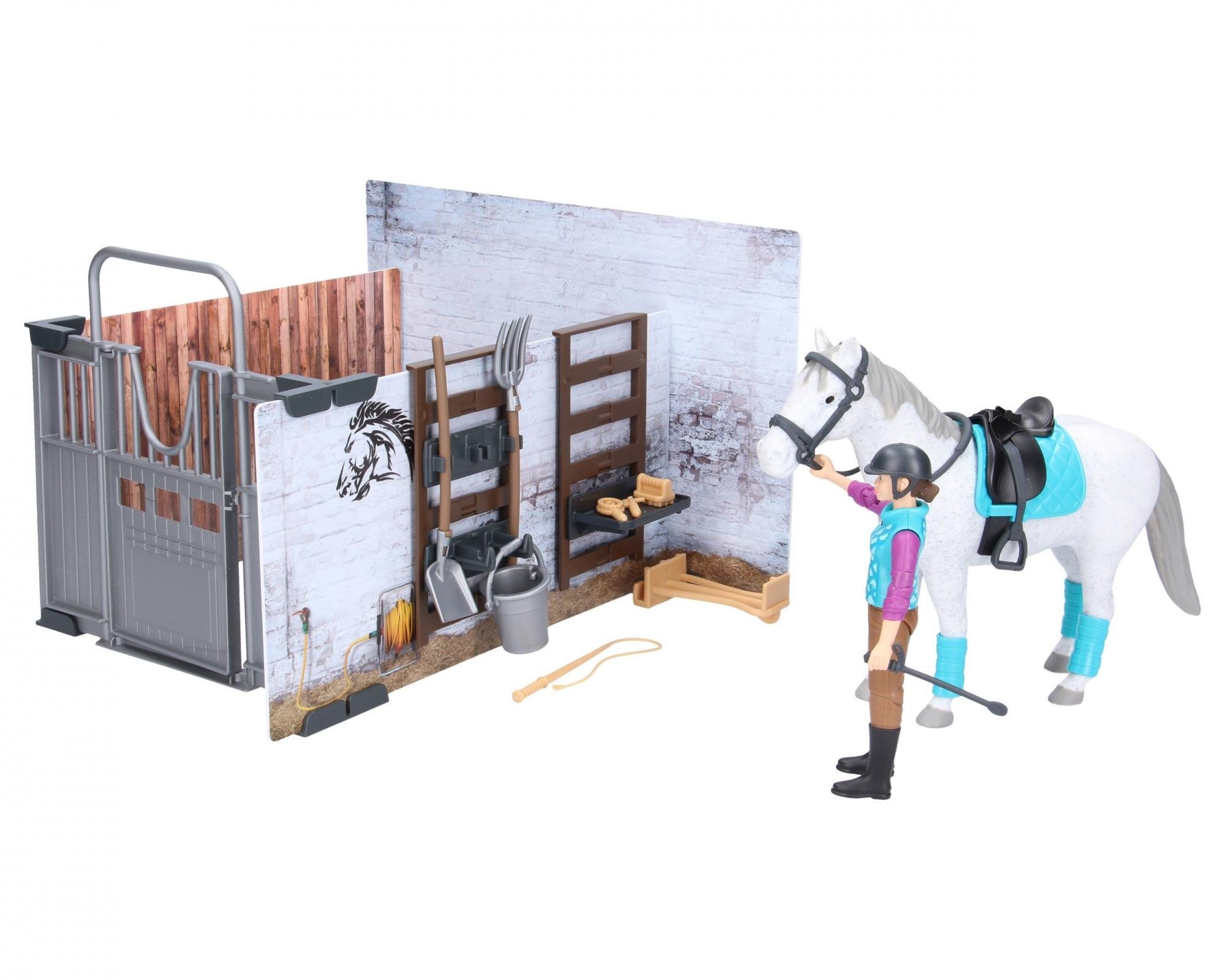 Стайка Bruder с конем и всадником женщиной (62506)