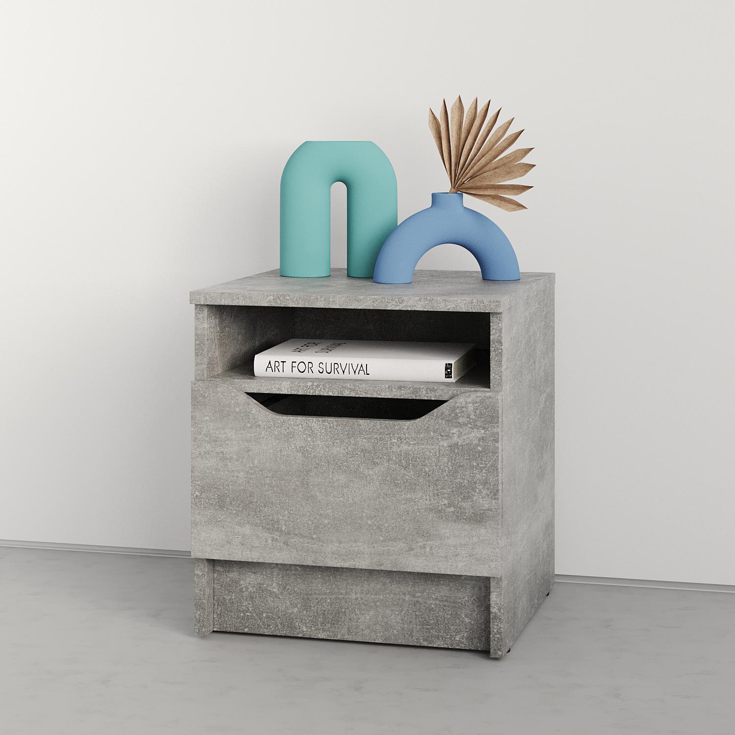 Тумба приліжкова MebelStar Лілу 40x40x44,5 см Бетон (MBS-1379) - фото 1 Тумба приліжкова MebelStar Лілу 40x40x44,5 см Бетон (MBS-1379) - фото 1