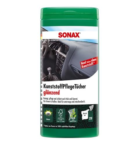 Серветки для догляду за пластиком салону автомобіля Sonax Plastic care wipes 25 шт. (412100)