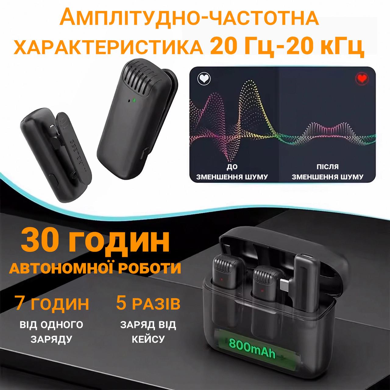 Микрофон двойной петличный Savetek P31-2 Type-C для смартфонов/беспроводной до 20 м с зарядным кейсом - фото 9