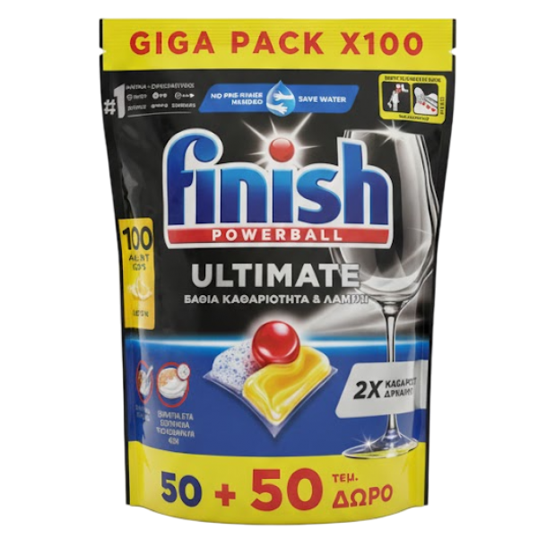 Таблетки для посудомоечных машин Finish Ultimate All in 1 Lemon, 100 шт Таблетки для посудомоечных машин Finish Ultimate All in 1 Lemon, 100 шт